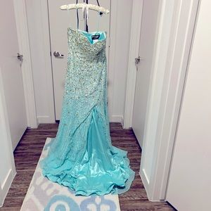 Prom strapless dress in turquoise Size 10